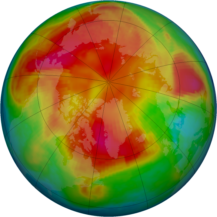 Arctic ozone map for 27 February 1999